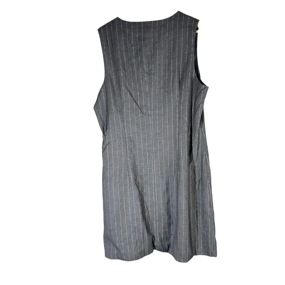 City Studios Juniors' Metallic-Striped Faux-Pearl-Button V-Neck Jacket Dress
